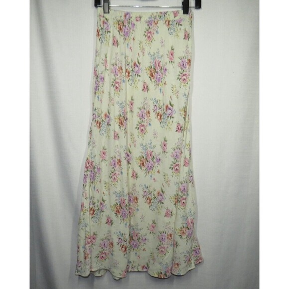 Vintage Kar-a-van Cream Floral Rose Print Textured Midi Skirt Size Small - Picture 6 of 11